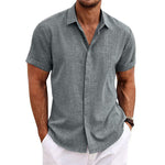 KZZ Men's linen short-sleeved T-shirt