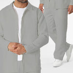 KZZ Men's Casual Outdoor Solid Color Long Sleeve Shirt and Pants Set