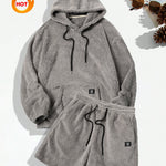 KZZ Men's Hooded Sweatshirt Shorts Set, Very Worthwhile Hoodie Top Pants Two-Piece Suit
