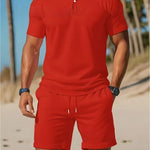 KZZ Casual sportswear versatile slim fit short-sleeved fashion suit for men