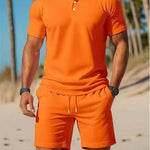 KZZ Casual sportswear versatile slim fit short-sleeved fashion suit for men