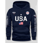 KZZ print hoodie men's fleece sweatshirt, United States letter print unisex casual