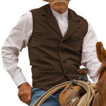 KZZ Men's Tweed Cowboy Vests Retro Elderly Aged Adult Men's Vintage Western Casual Business Vests