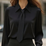 Zeagoo Semi Formal Collar Tie Long Sleeve Blouse for Women Casual Work Office Loose Fit 2026 | Under $40