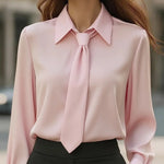 Zeagoo Semi Formal Collar Tie Long Sleeve Blouse for Women Casual Work Office Loose Fit 2026 | Under $40