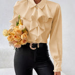 Zeagoo Elegant Solid Ruffle Tie Neck Blouse for Women Cute Summer Casual 2026 | Under $40