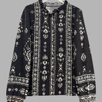 Zeagoo Ethnic Style Printed Lantern Sleeves Blouse for Women Casual Work Office Loose Fit 2026 | Under $40