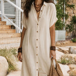 Relaxed Everyday Style Button Down Shirt Dress