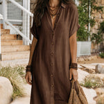 Relaxed Everyday Style Button Down Shirt Dress