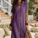 Relaxed Everyday Style Button Down Shirt Dress