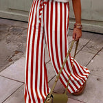 Chic Vacation Style Vertical Stripes Wide-Leg Pants