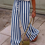 Chic Vacation Style Vertical Stripes Wide-Leg Pants