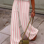 Chic Vacation Style Vertical Stripes Wide-Leg Pants
