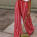 Chic Vacation Style Vertical Stripes Wide-Leg Pants