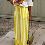Chic Vacation Style Vertical Stripes Wide-Leg Pants
