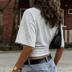 Casual Cinched Waist Fitted Cropped T-Shirt