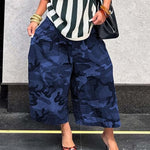 Cargo Style Wide-Leg Cotton Camo Pants