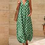 Chic Summer Polka Dot Sleeveless Dress with Pockets
