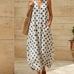 Chic Summer Polka Dot Sleeveless Dress with Pockets