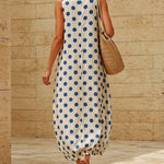 Chic Summer Polka Dot Sleeveless Dress with Pockets