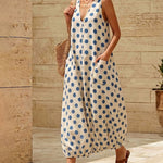 Chic Summer Polka Dot Sleeveless Dress with Pockets