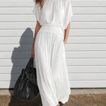 Elegant Flowy Batwing Sleeves Chiffon Maxi Dress
