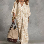 Bohemian Leopard Print Twist-Front Maxi Dress