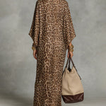 Bohemian Leopard Print Twist-Front Maxi Dress