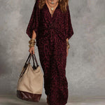 Bohemian Leopard Print Twist-Front Maxi Dress