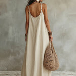 Boho Lazy V-neck Sleeveless Maxi Dress