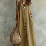 Boho Lazy V-neck Sleeveless Maxi Dress