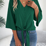 Chic Bell Sleeves Tie-up Chiffon Blouse