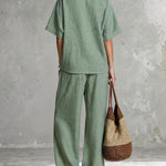 Leisure Zip Front Stand Collar Shirt and Pants Set