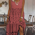Boho Printed Sleeveless Cotton Blend Dress