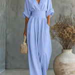 Elegant Vacation Ruched Empire Waist Jumpsuit