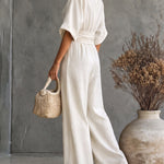 Elegant Vacation Ruched Empire Waist Jumpsuit