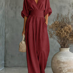 Elegant Vacation Ruched Empire Waist Jumpsuit