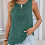 Casual Lace Patchwork Cotton Blend Tank Top