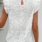 Boho Summer Eyelet Embroidery Flutter Sleeve Top