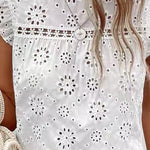 Boho Summer Eyelet Embroidery Flutter Sleeve Top