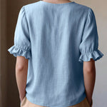 Cute French Style Ruffled Collar Puff Sleeve Top