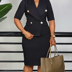 Anti-Wrinkle Double-Breasted Business Dress
