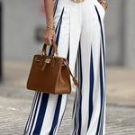Quiet Luxury High Waist Striped Wide Leg Palazzo Pants