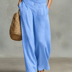 Urban Casual Ruffled Neckline Sleeveless Top Pants Set