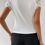 Elegant Lace Patchwork Off-Shoulder Fitted Top