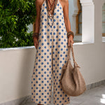 Chic Summer Polka Dot Halter Neck Backless Jumpsuit