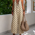 Chic Summer Polka Dot Halter Neck Backless Jumpsuit