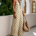 Chic Summer Polka Dot Halter Neck Backless Jumpsuit