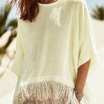 Casual Relaxed Fringed Hem Flowy Blouse