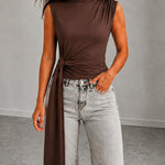 Modern Casual Draped Knot Detail Sleeveless Top